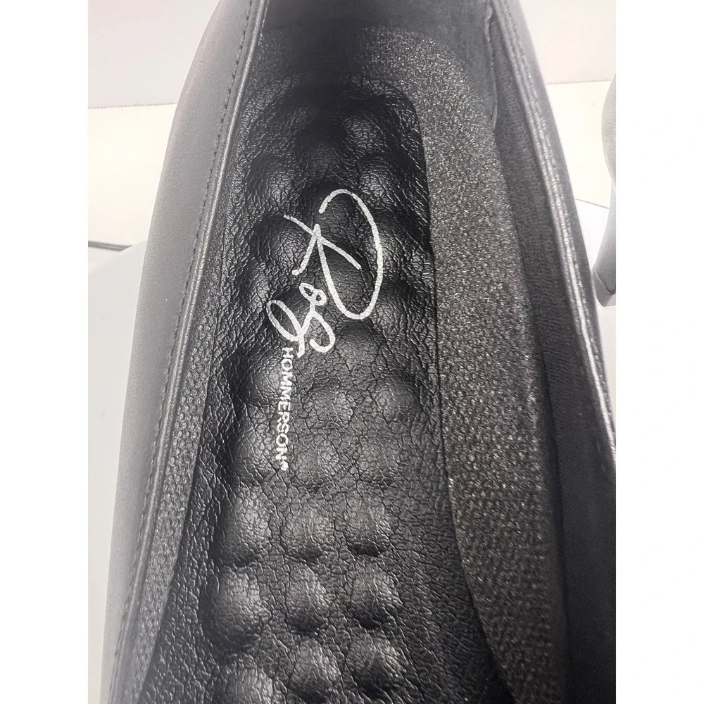 R2‎ Hommerson Womens Black Leather Kitten Pumps 9M Arch Support Comfort Heel